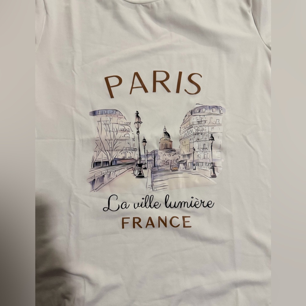 Paris White Graphic T-Shirt Size Medium - Picture 2 of 3